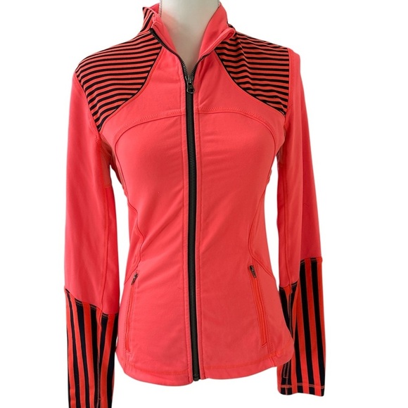 Lululemon Women's Orange and Dark Navy Striped Jacket - Picture 3 of 11